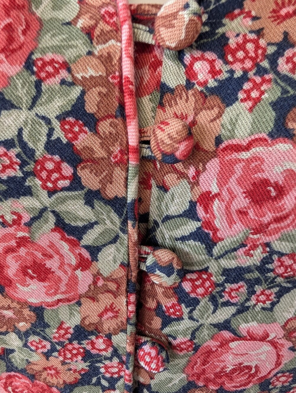 Vintage Dress Laura Ashley Cottagecore Floral Long-Sleeve Midi  Red Rose Print - Picture 11 of 11